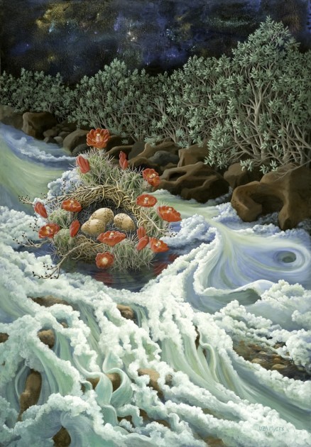 River Nest © liza myers acrylic painting on canvas 50