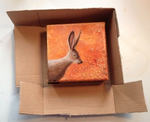 Rabbit  5" x 5" acrylic on canvas ©lizamyers