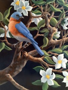 Bluebird, acrylic on canvas, 14" x 11" ©lizamyers