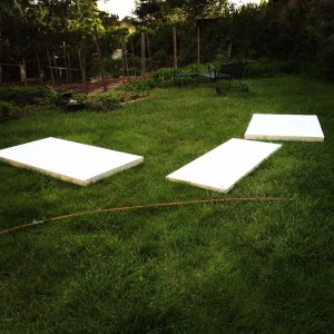 New canvases in the prepping process. And a garden waiting to be planted. It's been too cold and wet in Santa Fe!